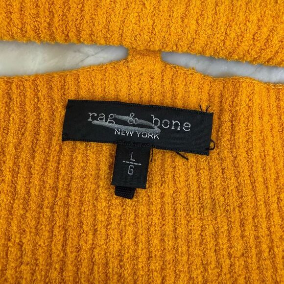 RAG & BONE SOLEIL STRETCH RIBBED cropped top DEEP YELLOW cotton blend sz L - Picture 4 of 7